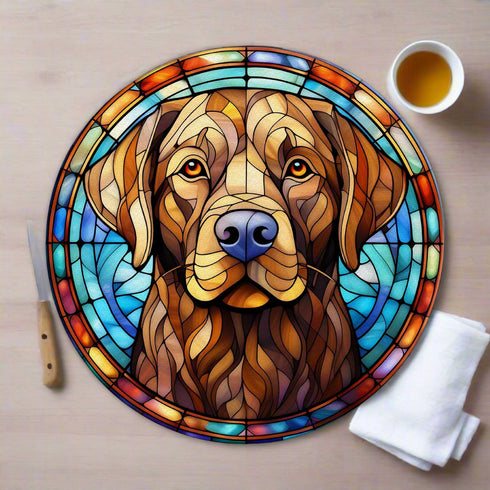 Labrador Chocolate Glass Suncatcher Worktop Saver